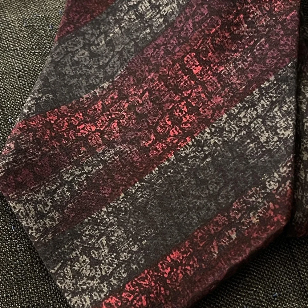 Primavera for The Rack Silk Tie‎ Mens One Size Red Gray Diagonal Stripe Italy